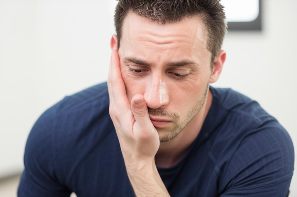 Man looking tired and frustrated after workout