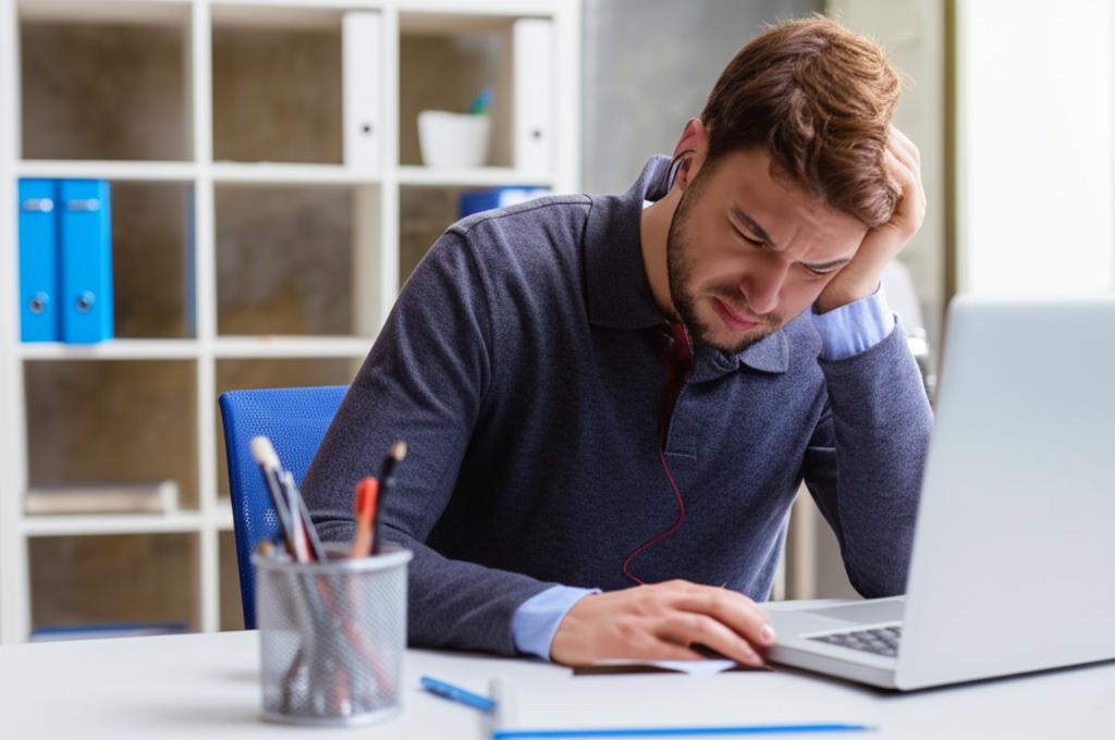 programmer looking tired at desk