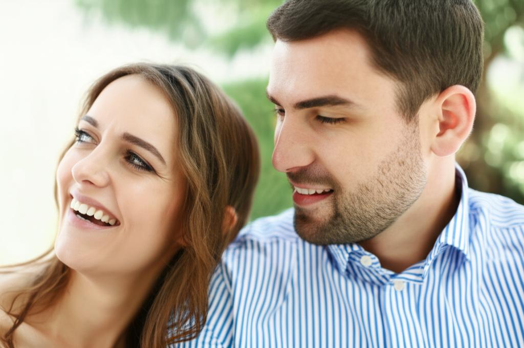 Happy couple smiling at each other