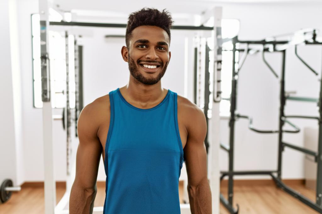 Man looking energetic and happy during workout
