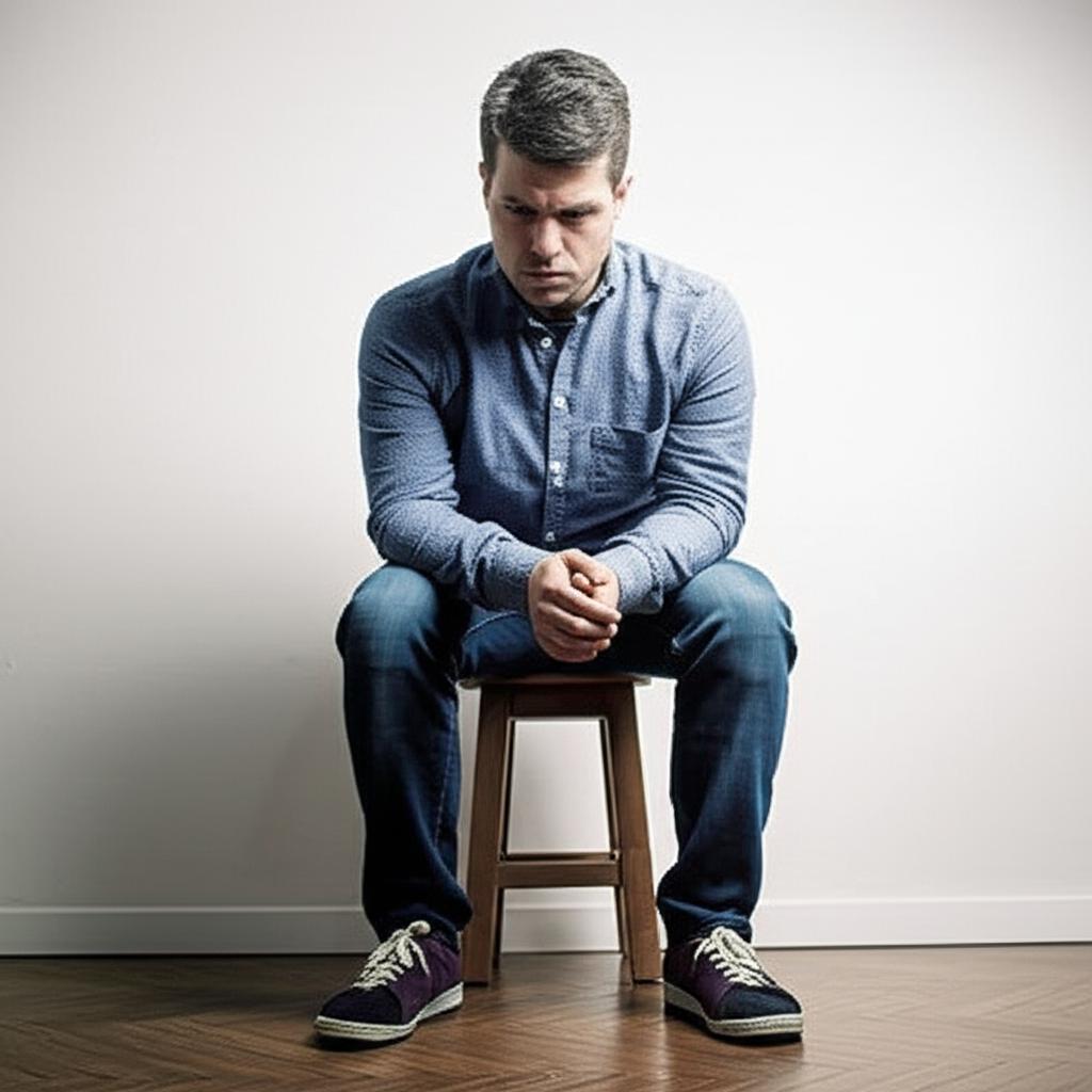 Man looking worried about sexual performance, sitting alone
